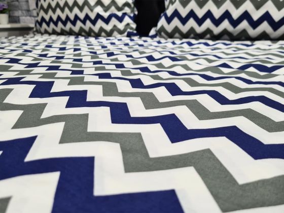 Dowry World Zigzag Duvet Cover Set Double Size Navy Blue