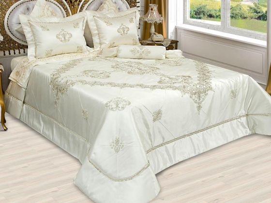 Dowryworld Arus Lace Double Bedspread Set Cream