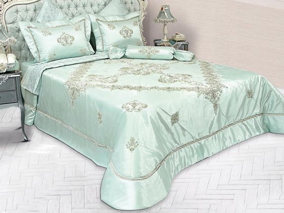Dowryworld Arus Lace Double Bedspread Set Mint