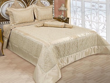 Çeyiz Diyarı - Dowryworld Aysima Knitted Lace Double Bedspread Set Cappucino Çeyiz Diyarı - Dowryworld Aysima Knitted Lace Double Bedspread Set Cappucino