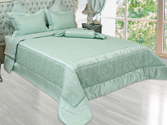 Dowryworld Aysima Knitted Lace Double Bedspread Set Mint