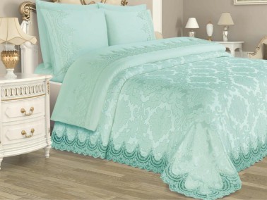 Dowryworld Azalea Bedspread Set 6 Pieces, Coverlet 230x240, Sheet 230x240, Green - Thumbnail