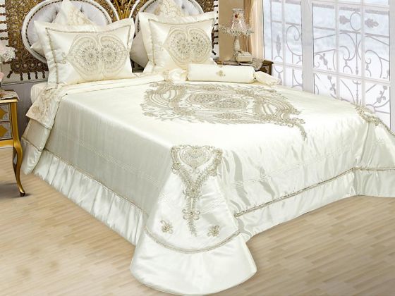 Dowryworld Ecrin Lace Double Bedspread Set Cream