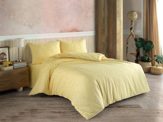 Dowryworld Ellipse Double Duvet Cover Set Yellow