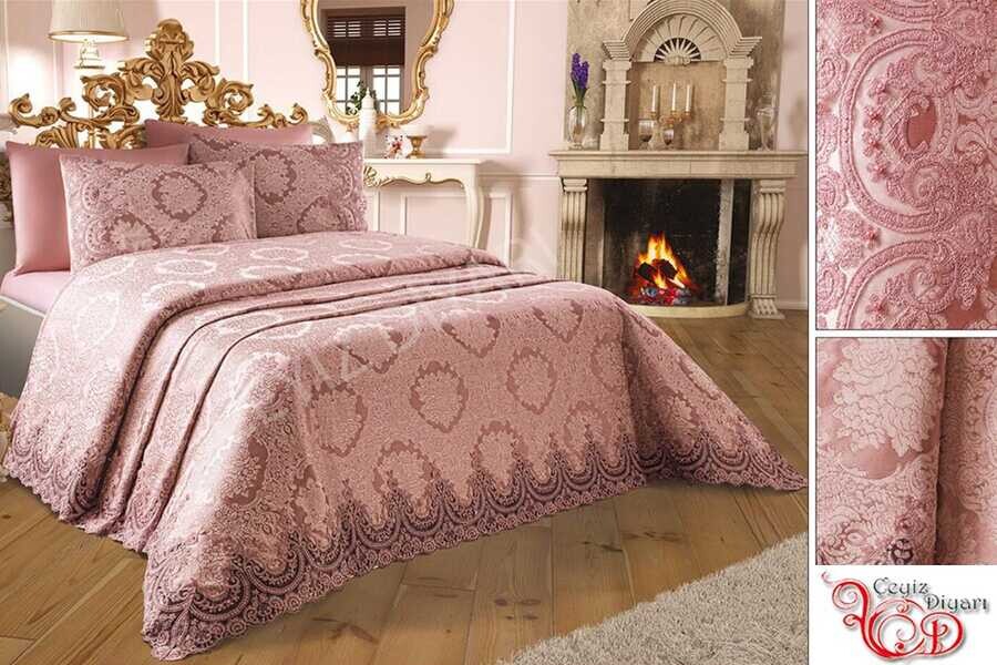 Dowry World - Dowryworld Gabrielaطقم غطاء صيفي مطرز لون وردي فاتح Dowry World - Dowryworld Gabrielaطقم غطاء صيفي مطرز لون وردي فاتح