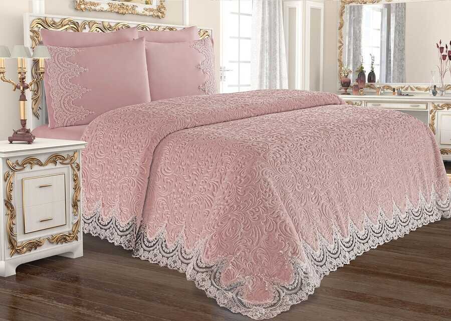 Dowry World - Dowryworld Lisa طقم بطانيه مطرزه بالتطريز الفرنسي لون وردي فاتح Dowry World - Dowryworld Lisa طقم بطانيه مطرزه بالتطريز الفرنسي لون وردي فاتح
