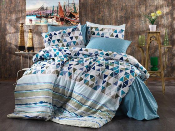 Dowryworld Mix Double Duvet Cover Set Blue