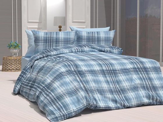 Dowryworld Square Double Duvet Cover Set Blue