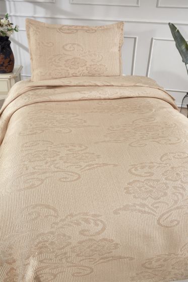 Dowryworld Tulip Single 2 Piece Bedspread Cappucino