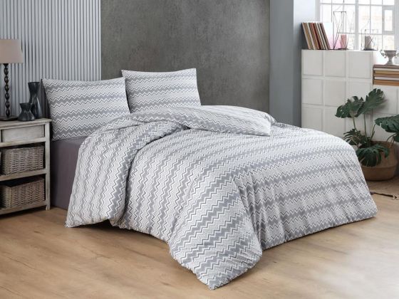 Dowryworld Zigzag Double Duvet Cover Set Gray