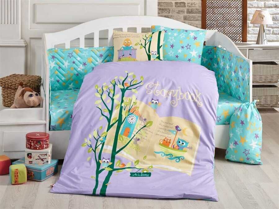 Dream Clock Baby Duvet Cover Set Lilac