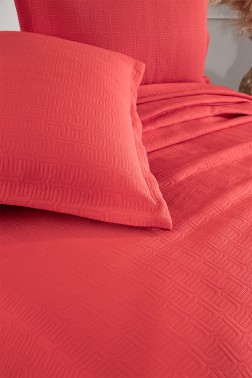 Drop Double Size Jacquard Bedspread 250 x 260 cm Dark Pink - Thumbnail