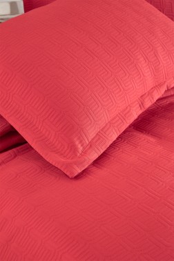 Drop Double Size Jacquard Bedspread 250 x 260 cm Dark Pink - Thumbnail