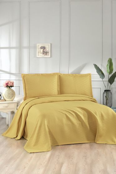 Drop Double Size Jacquard Bedspread 250 x 260 cm Yellow