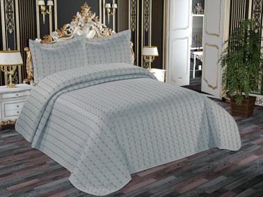 Drop Quilted Double Bed Linen Gray - Thumbnail
