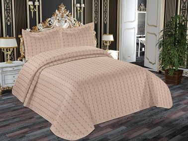 Drop Quilted Double Bedspread Cappucino - Thumbnail