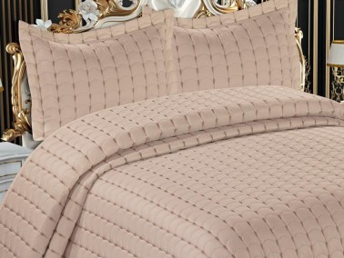 Drop Quilted Double Bedspread Cappucino - Thumbnail