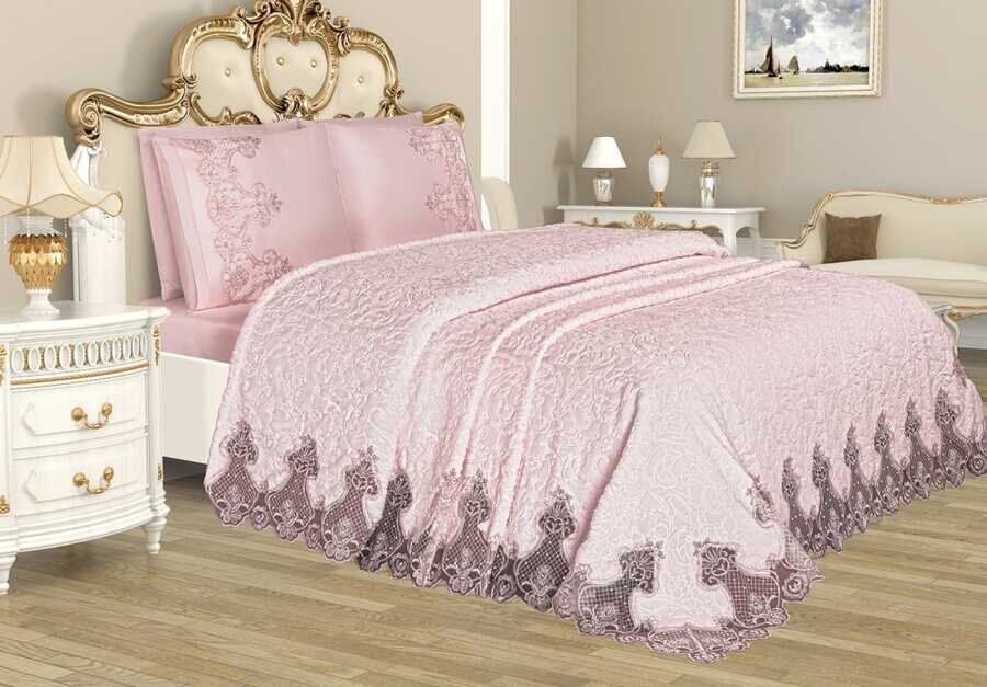 Dowry World - Dubai طقم بطانيه لون وردي فاتح Dowry World - Dubai طقم بطانيه لون وردي فاتح