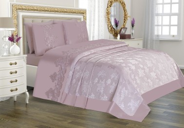 Çeyiz Diyarı - Dubai طقم غطاء صيفي لون وردي فاتح Çeyiz Diyarı - Dubai طقم غطاء صيفي لون وردي فاتح