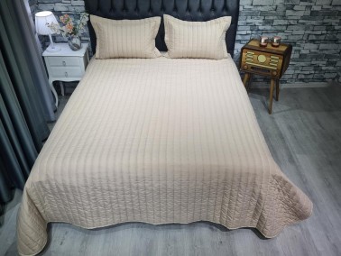 Dublin Quilted Double Bedspread Set Cappucino - Thumbnail