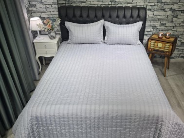 Dublin Quilted Double Bedspread Set Grey - Thumbnail