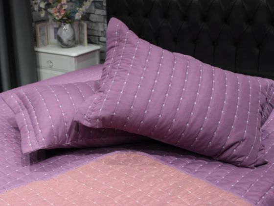 Dublin Quilted Double Bedspread Set Dark Plum