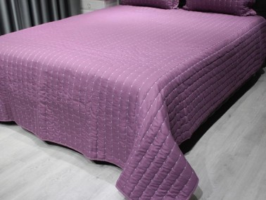 Dublin Quilted Double Bedspread Set Dark Plum - Thumbnail