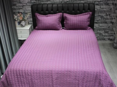 Dublin Quilted Double Bedspread Set Dark Plum - Thumbnail