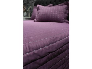 Dublin Quilted Double Bedspread Set Dark Plum - Thumbnail