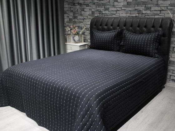 Dublin Quilted Double Bedspread Set Black