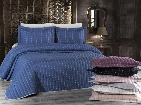 Dublin Double Quilted Bedspread Navy Blue