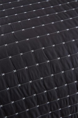 Dublin Quilted Bedspread Set 2pcs, Coverlet 180x240, Pillowcase 50x70, Single Size, Black - Thumbnail