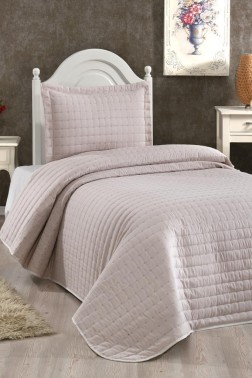 Dublin Quilted Bedspread Set 2pcs, Coverlet 180x240, Pillowcase 50x70, Single Size, Cappucino - Thumbnail