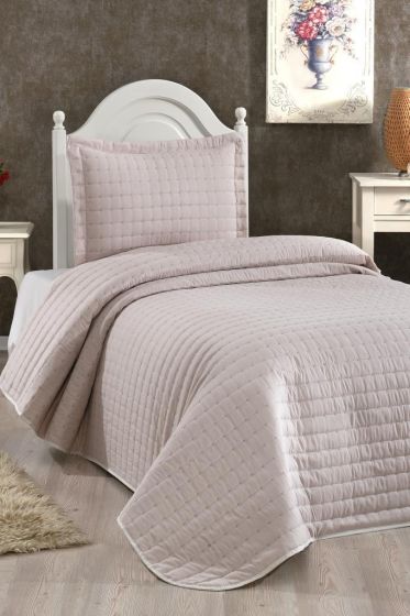 Dublin Quilted Bedspread Set 2pcs, Coverlet 180x240, Pillowcase 50x70, Single Size, Cappucino