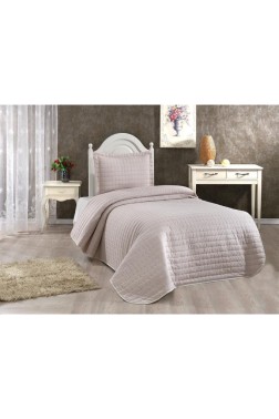 Dublin Quilted Bedspread Set 2pcs, Coverlet 180x240, Pillowcase 50x70, Single Size, Cappucino - Thumbnail