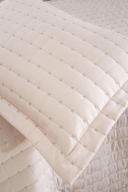 Dublin Quilted Bedspread Set 2pcs, Coverlet 180x240, Pillowcase 50x70, Single Size, Cappucino - Thumbnail