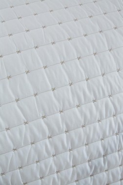 Dublin Quilted Bedspread Set 2pcs, Coverlet 180x240, Pillowcase 50x70, Single Size, Cream - Thumbnail