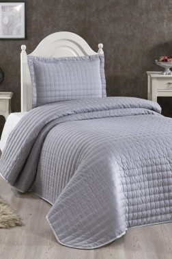 Dublin Quilted Bedspread Set 2pcs, Coverlet 180x240, Pillowcase 50x70, Single Size, Cream - Thumbnail