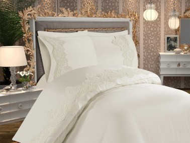 Duru French Guipure Dowry Duvet Cover Set Cream - Thumbnail