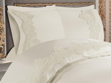 Duru French Guipure Dowry Duvet Cover Set Cream - Thumbnail