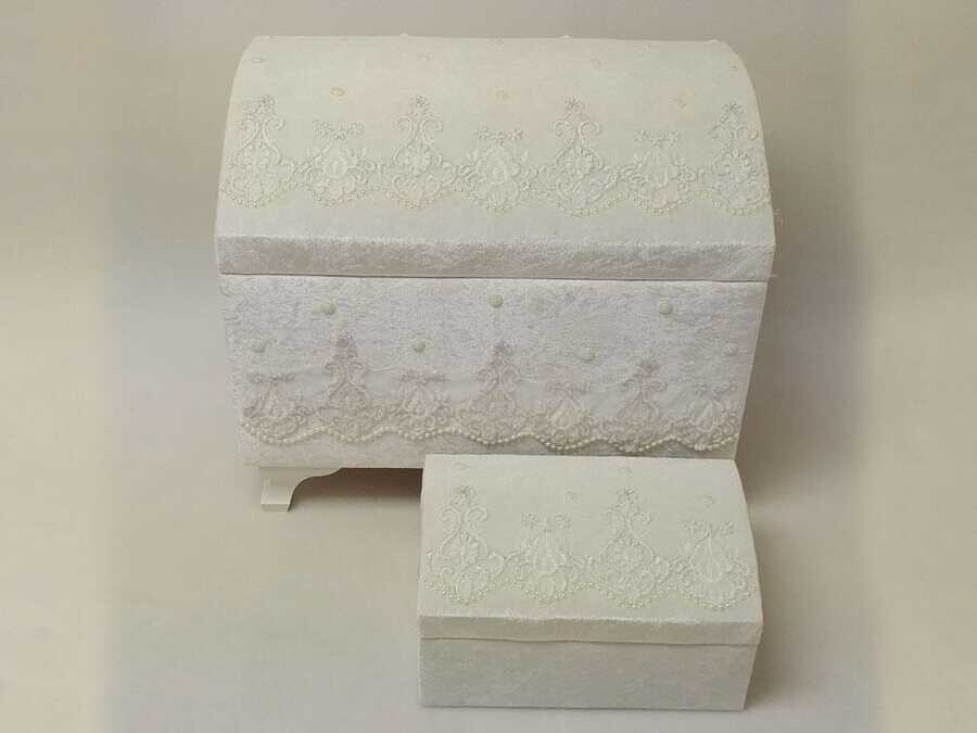 Dowry World - Düz Bombeli 2'li Çeyiz Sandığı Krem Dowry World - Düz Bombeli 2'li Çeyiz Sandığı Krem