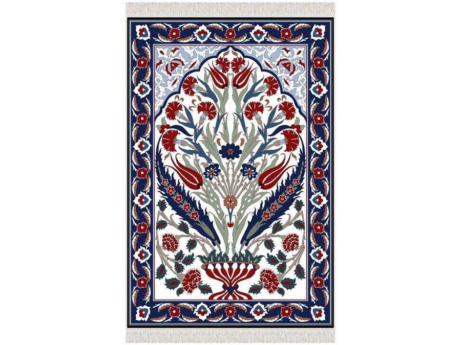 Eagle Velvet Prayer Rug Navy Blue - Thumbnail