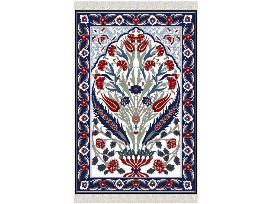 Eagle Velvet Prayer Rug Navy Blue - Thumbnail