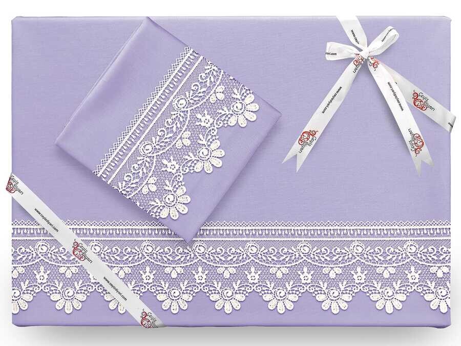 Dowry World - Efsun طقم غطاء لحاف مطرز لون بنفسجي فاتح Dowry World - Efsun طقم غطاء لحاف مطرز لون بنفسجي فاتح