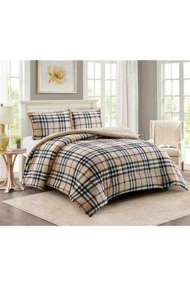 Ekose Comforter Set 220x240 cm, Double Size, Full Bed, Cottton/Polyester Fabric Beige