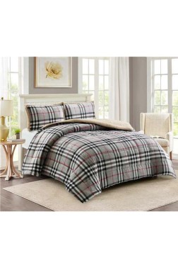 Ekose Comforter Set 220x240 cm, Double Size, Full Bed, Cottton/Polyester Fabric Gray - Thumbnail