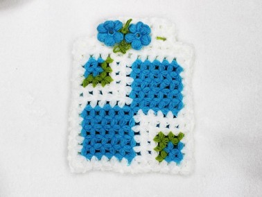 Handmade Pouch Fiber Karelim White Blue - Thumbnail
