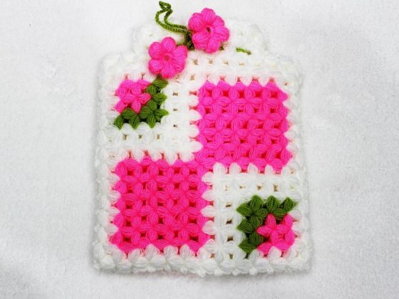 Handmade Pouch Fiber Karelim White Pink