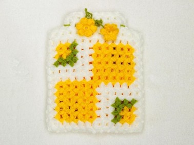 Handmade Pouch Fiber Karelim White Yellow - Thumbnail
