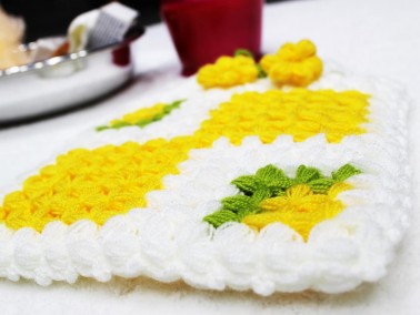 Handmade Pouch Fiber Karelim White Yellow - Thumbnail